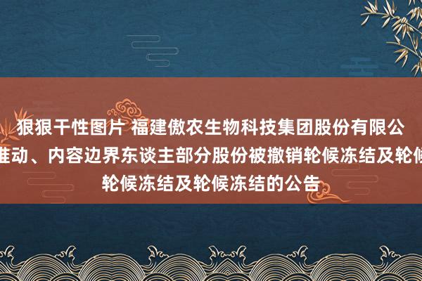 狠狠干性图片 福建傲农生物科技集团股份有限公司对于控股推动、内容边界东谈主部分股份被撤销轮候冻结及轮候冻结的公告