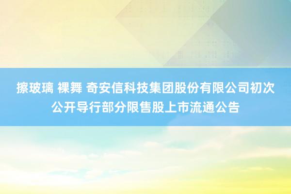 擦玻璃 裸舞 奇安信科技集团股份有限公司初次公开导行部分限售股上市流通公告