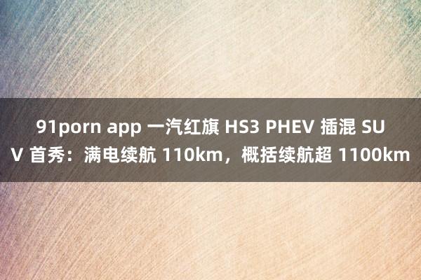 91porn app 一汽红旗 HS3 PHEV 插混 SUV 首秀：满电续航 110km，概括续航超 1100km